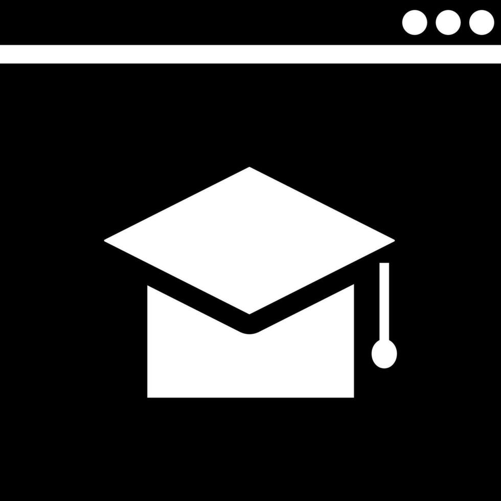 en línea graduación curso icono en negro y blanco color. vector