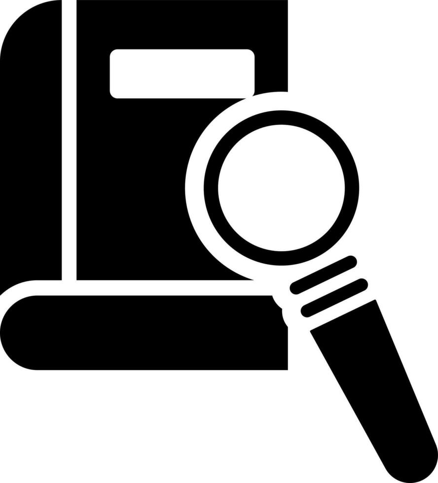 Book with magnifying glass icon in flat style. vector