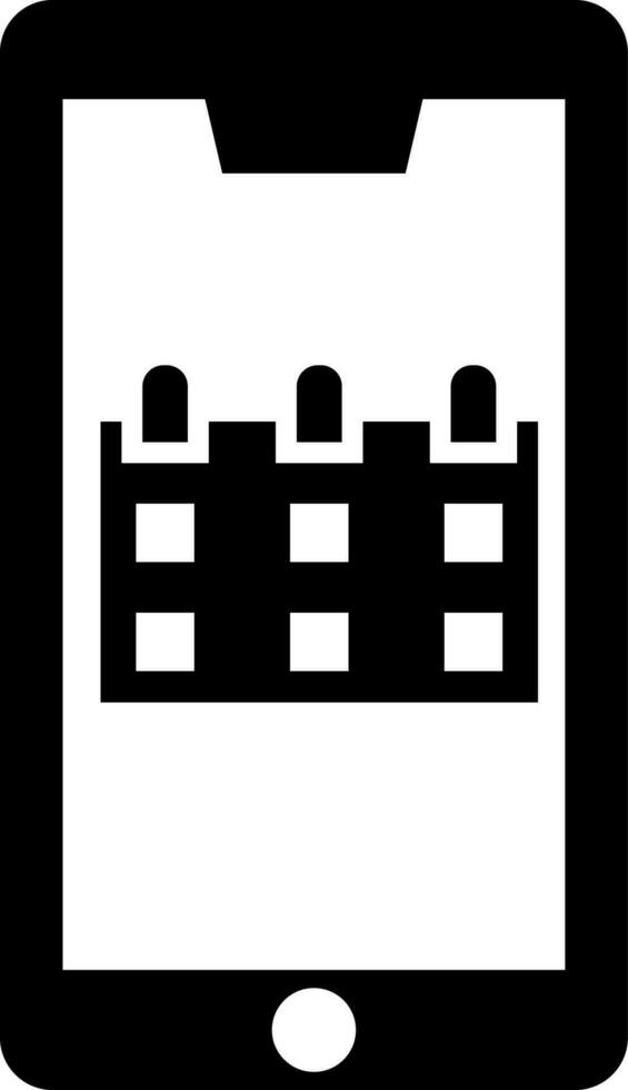 Mobile calendar app in smartphone icon. vector
