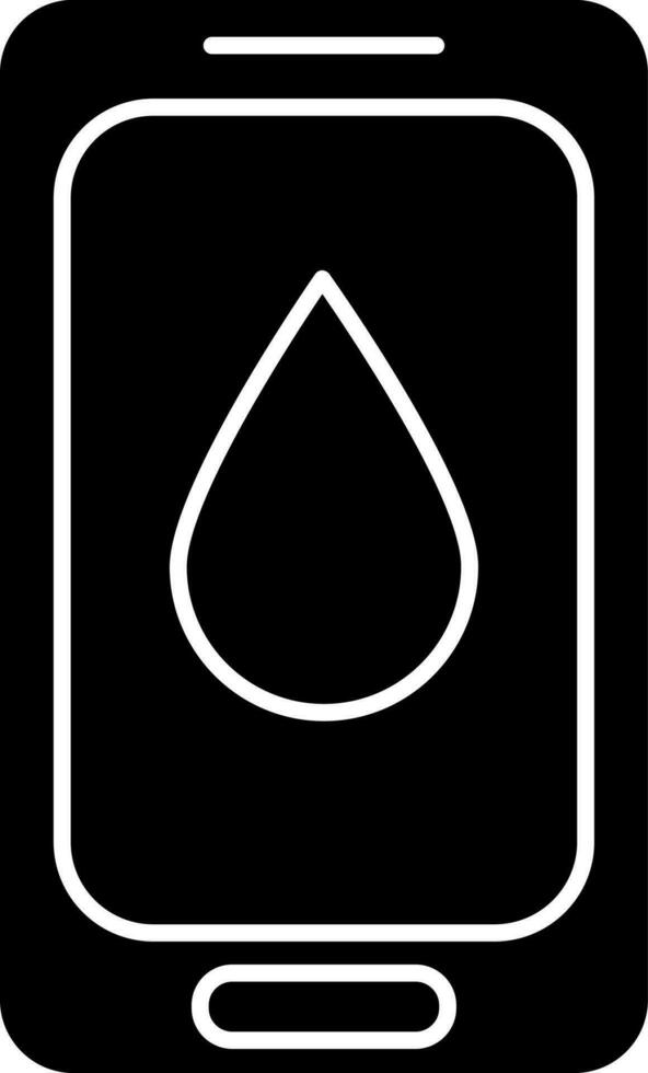 Blood donation app in smartphone. Glyph icon or symbol. vector