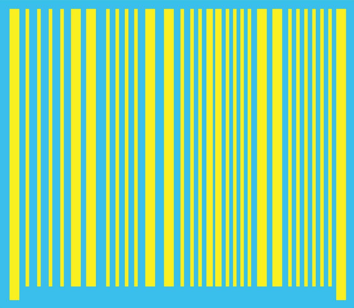 Blue and yellow bar code in flat style. vector