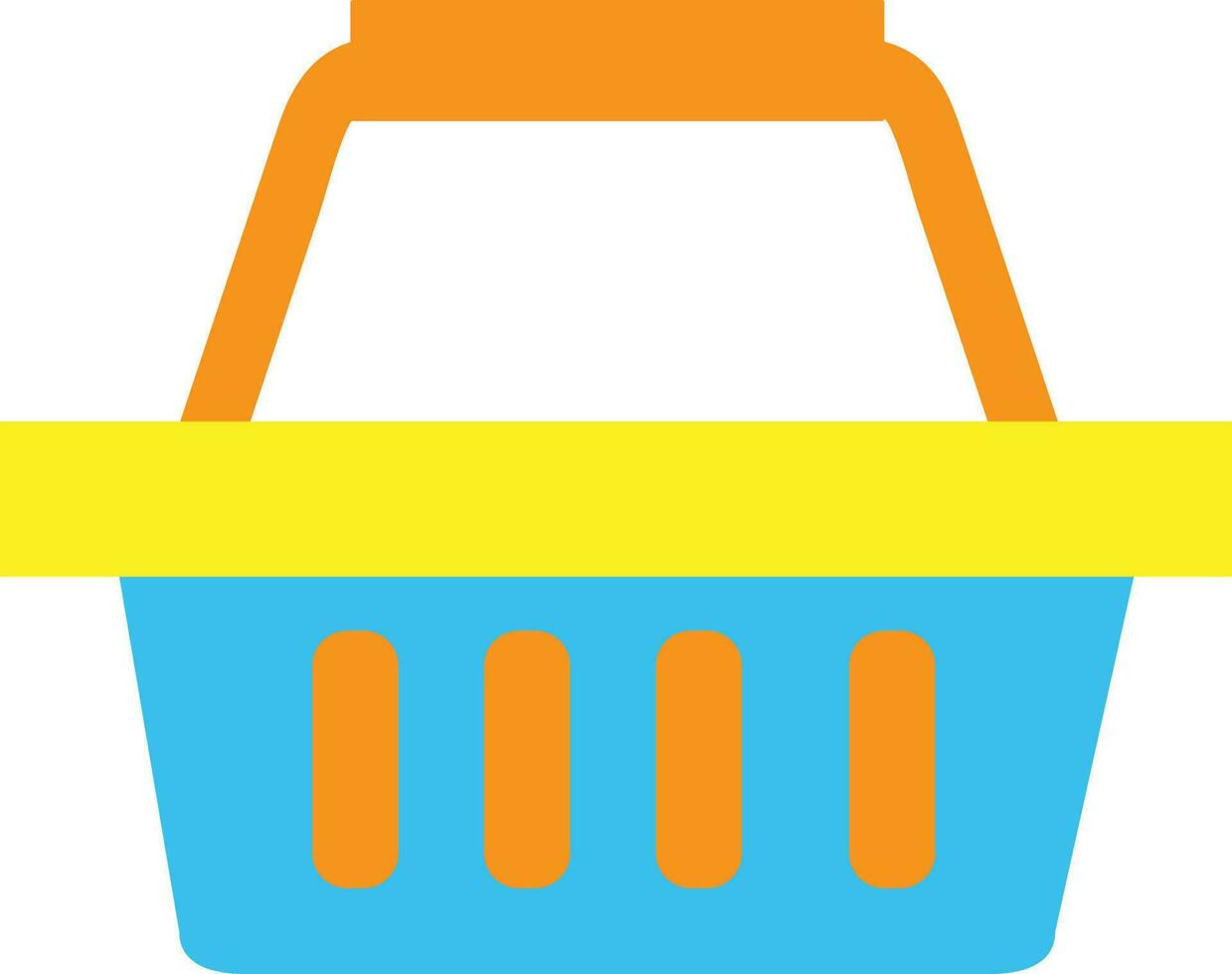 azul y naranja compras cesta en plano estilo. vector