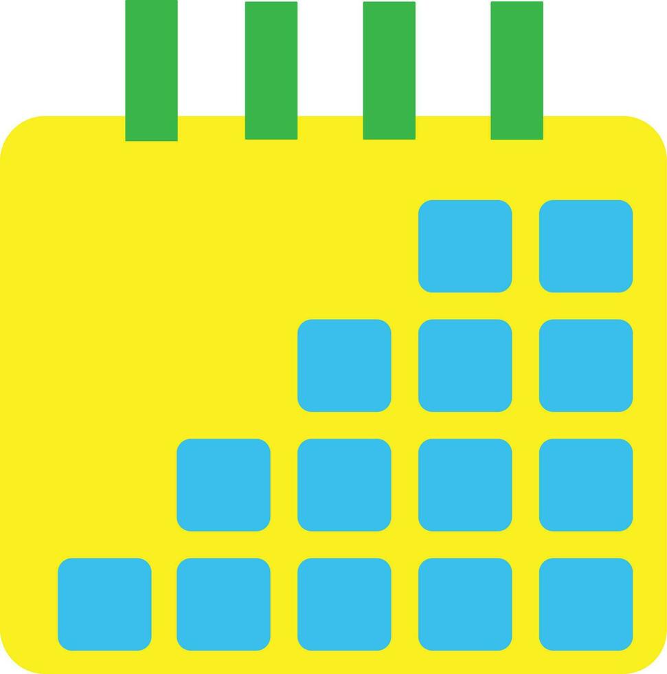 Yellow and blue calendar in flat style. vector