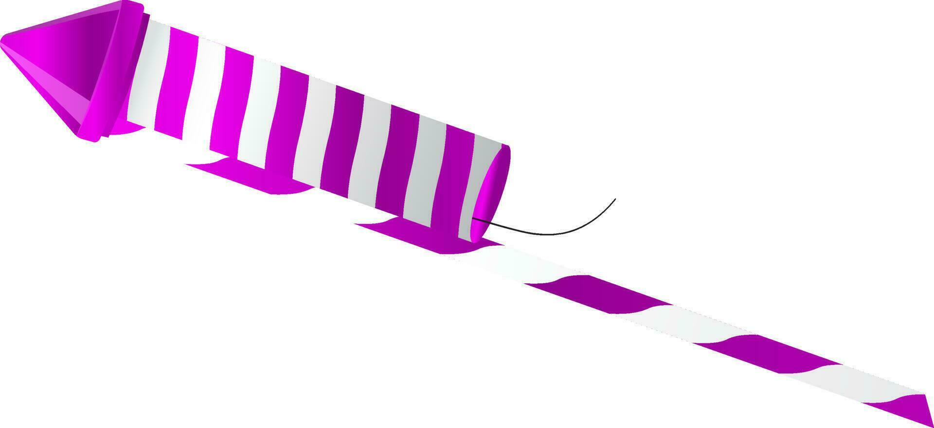 Shiny fireworks rocket in purple and white color. vector