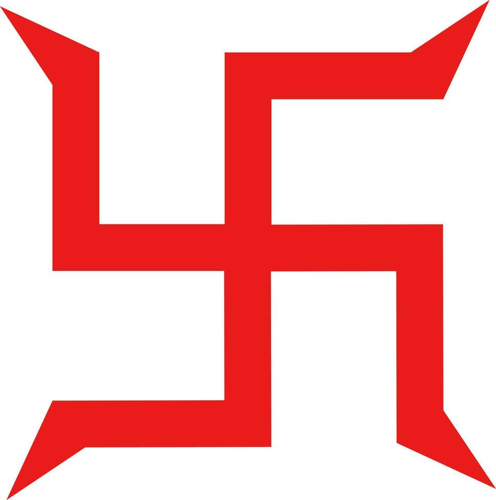 Red swastika religious symbol of hindu . vector