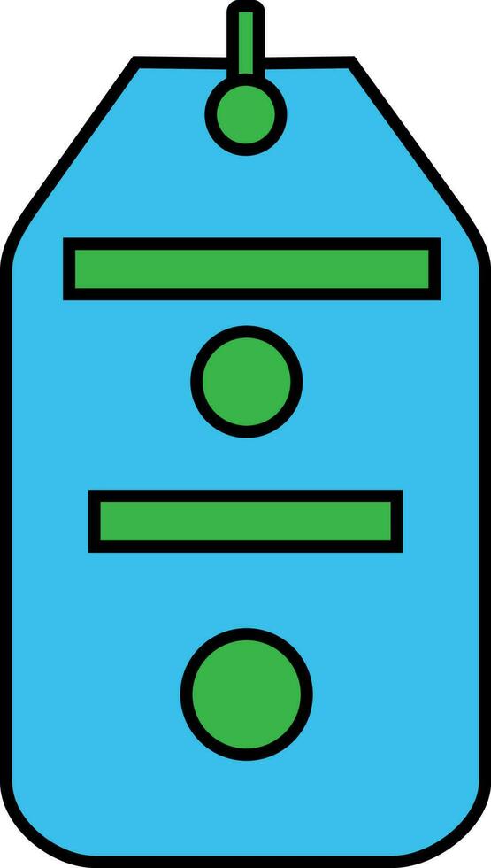 Tag in blue and green color. vector