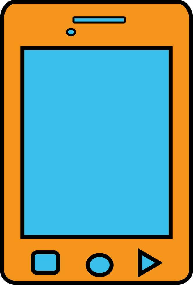 Illustration of smartphone in orange and blue color. vector