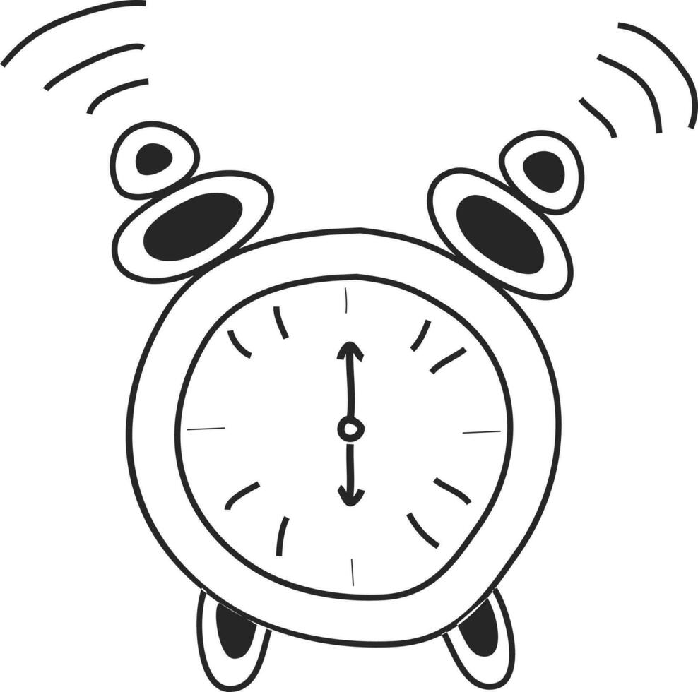 Alarm clock in black and white color. vector