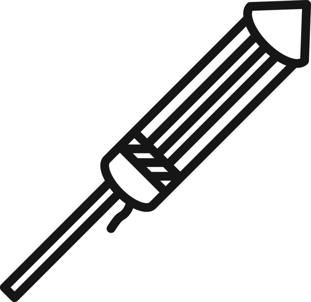 Firework rocket icon in black line art. vector