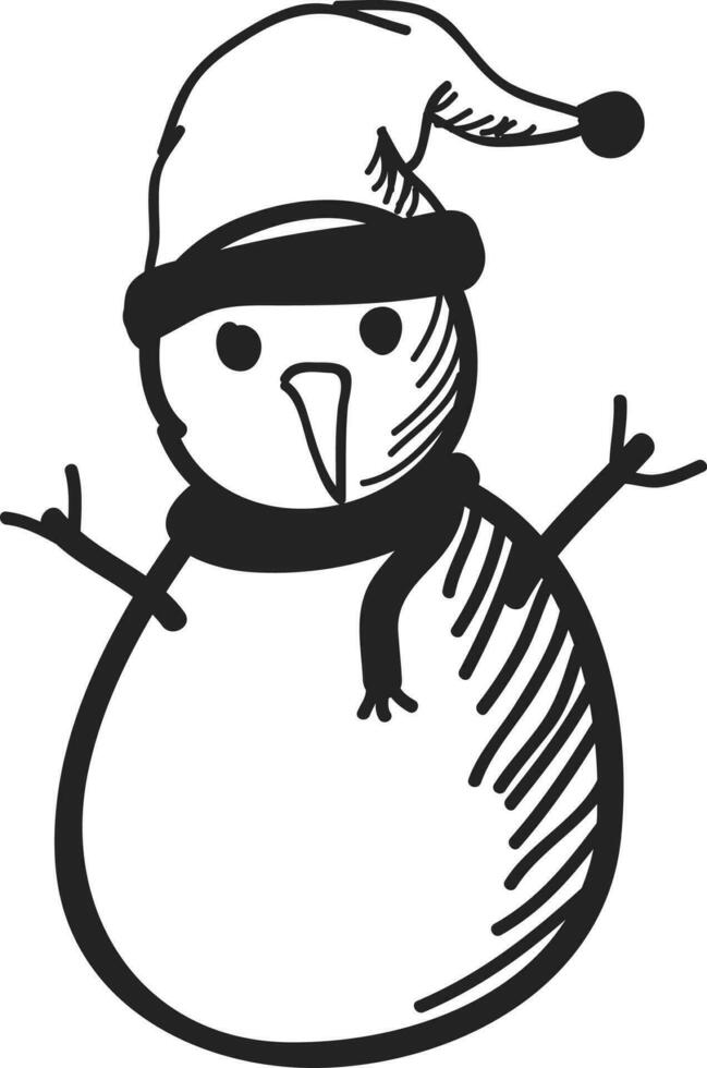 Snowman with hat and scarf. vector