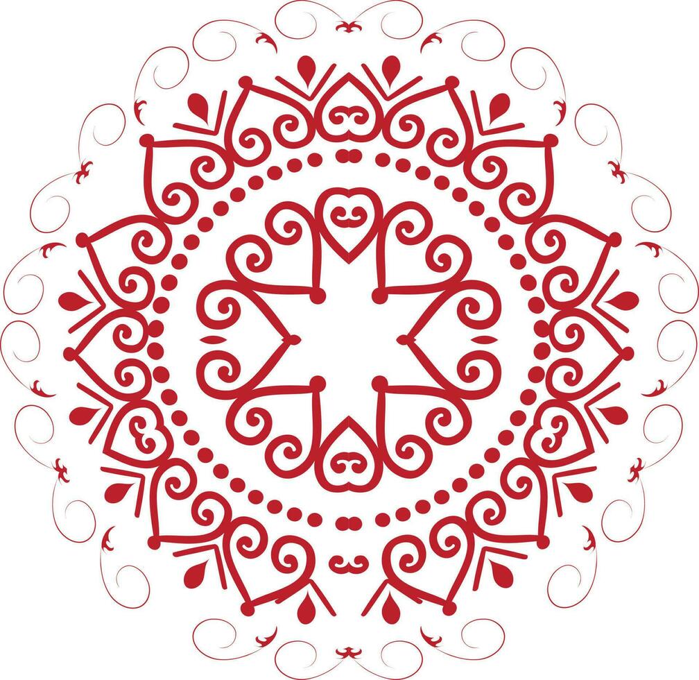 Illustration of red floral mandala. vector