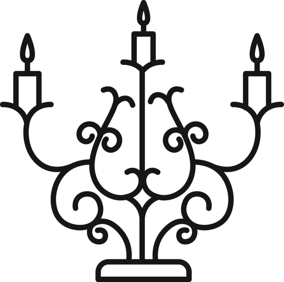 Candelabrum icon in line art. vector