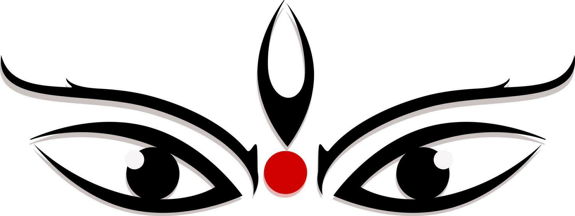 Big beautiful eyes of godess durga. vector