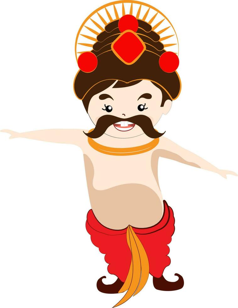 Funny cartoon character of ravana. vector