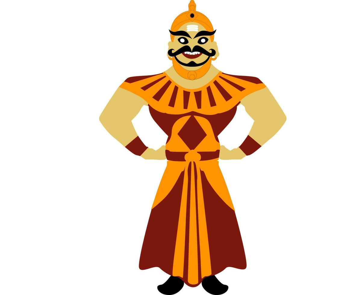 Cartoon character of ravana in standing pose. vector