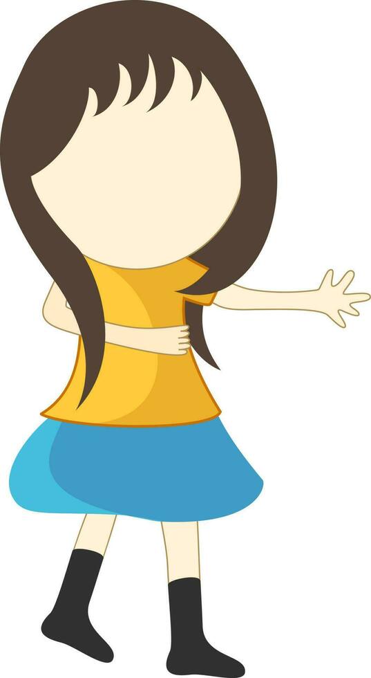 Cartoon character of girl in standing pose. vector