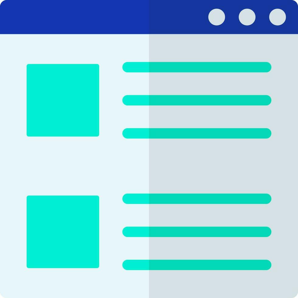 Browser window icon in green and blue color. vector