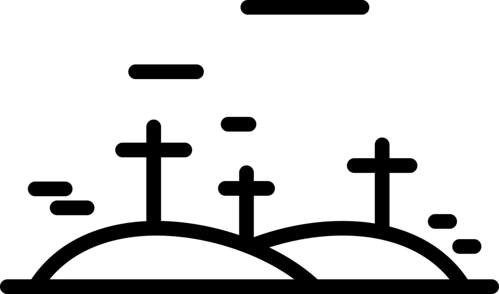 Black line art illustration of graveyard icon. vector