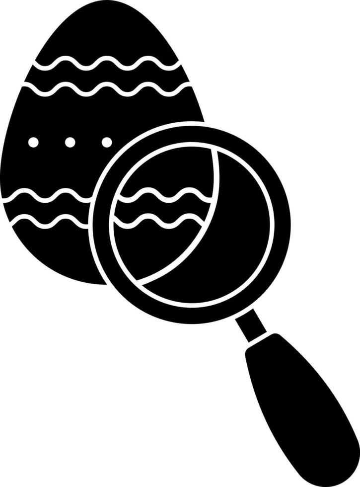Easter egg in the magnifying glass glyph icon. vector