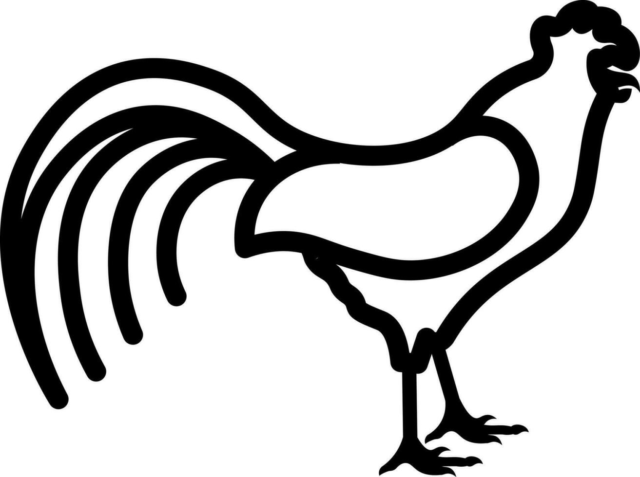 Black line art illustration of chicken icon. vector