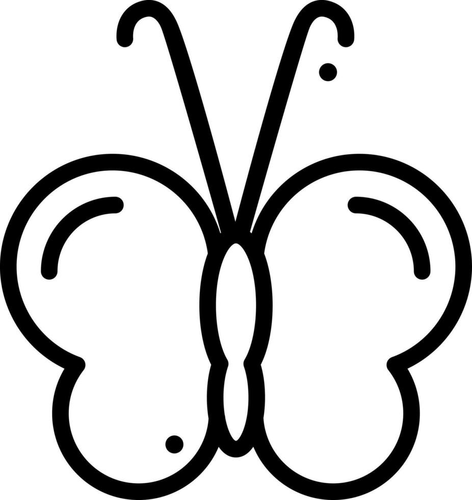 Black line art illustration of butterfly icon. vector