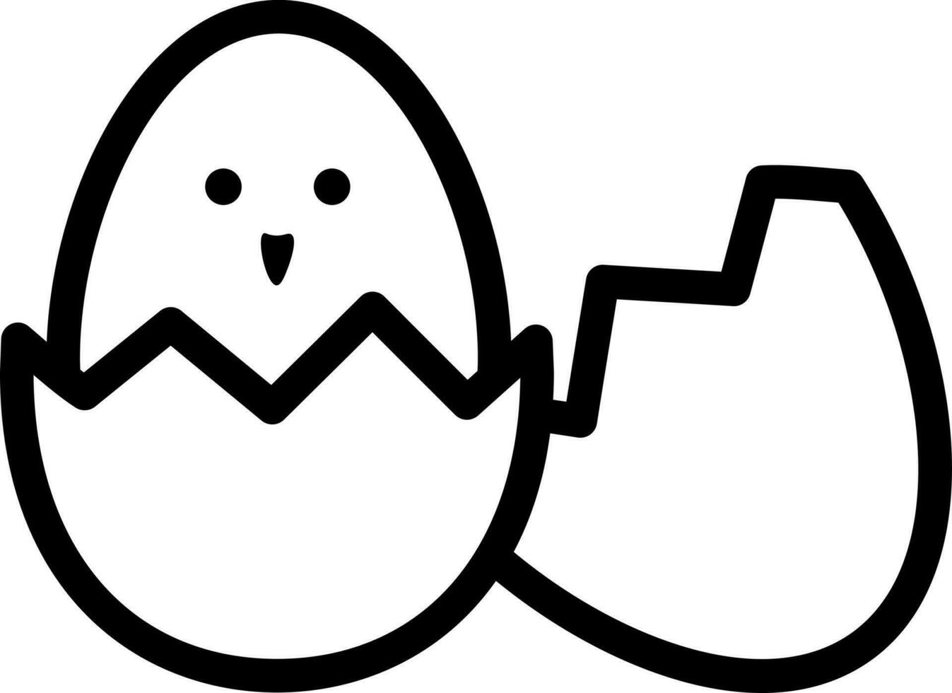 Chick broken egg icon in black line art. vector