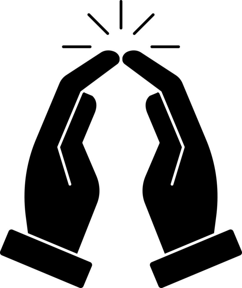 Illustration of praying human hand icon in flat style. vector