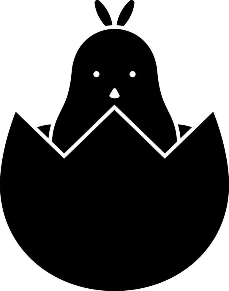 Chick in cracked egg icon glyph style. vector