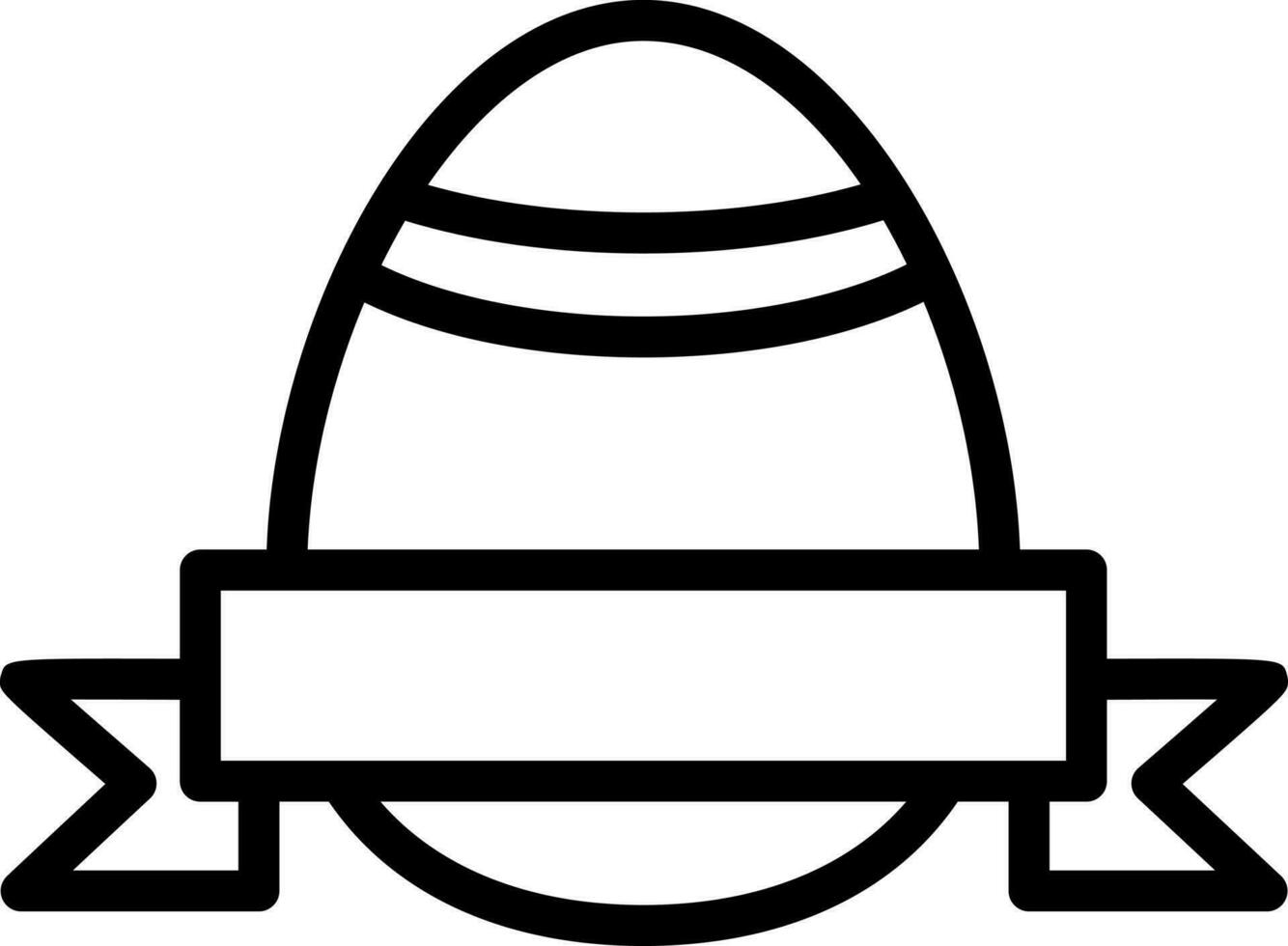 Line art illustration of blank ribbon with easter egg icon. vector