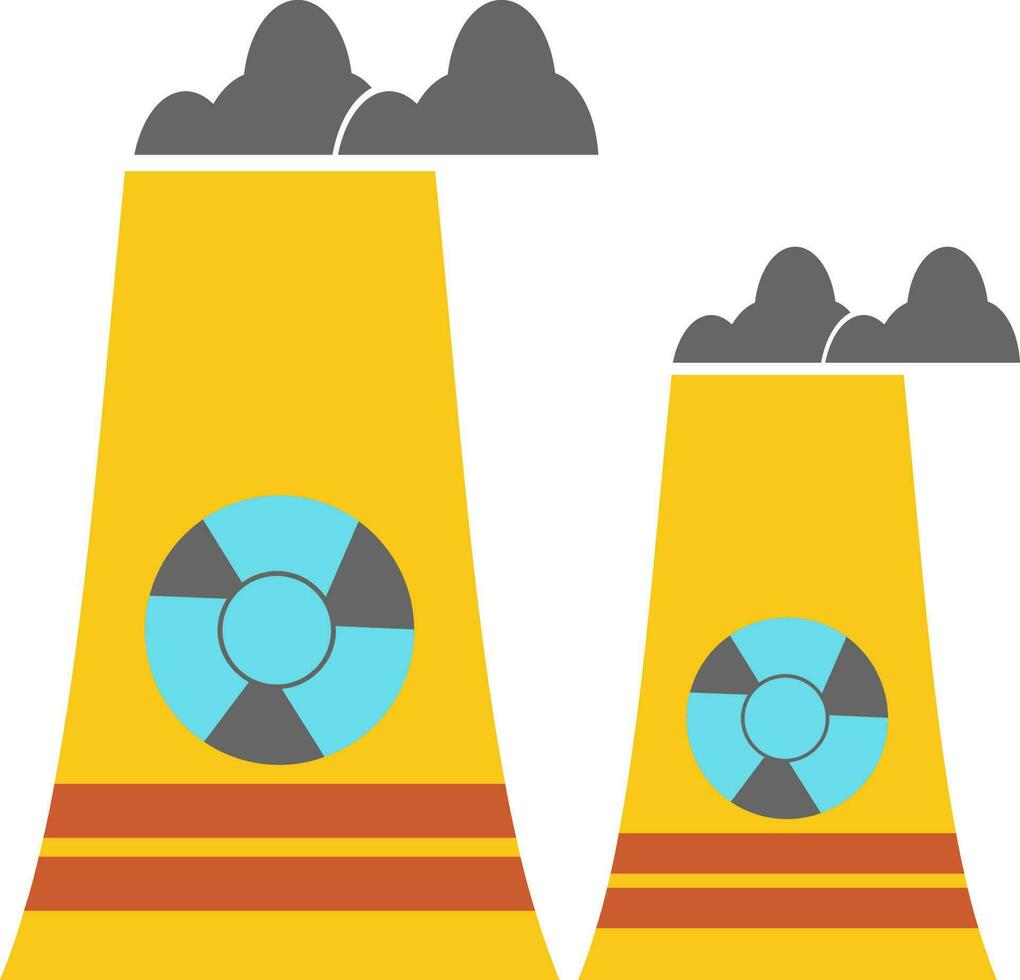 Factory chimney in Yellow and blue color. vector