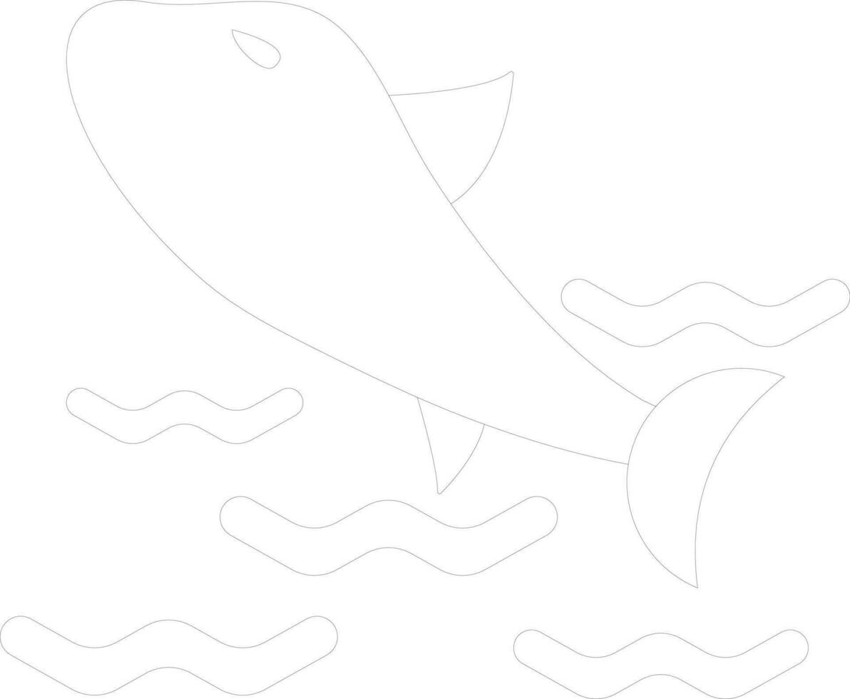 Cute line art fish on white background. vector