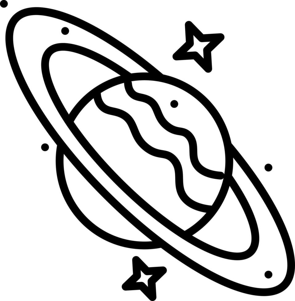 Illustration of saturn planet icon in line art. vector