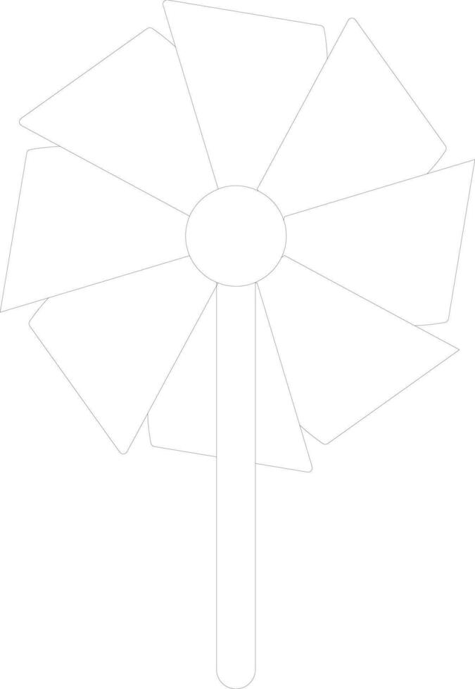 Isolated black line art windmill on white background. vector
