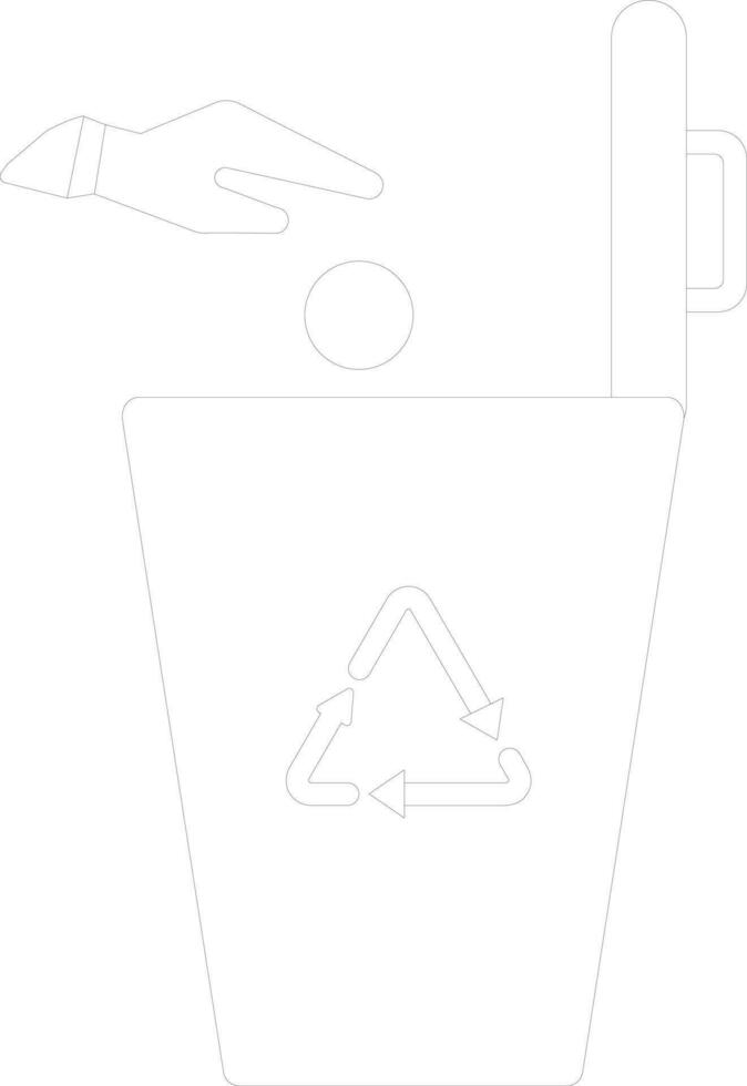 Human hand throwing ball in dustbin. vector