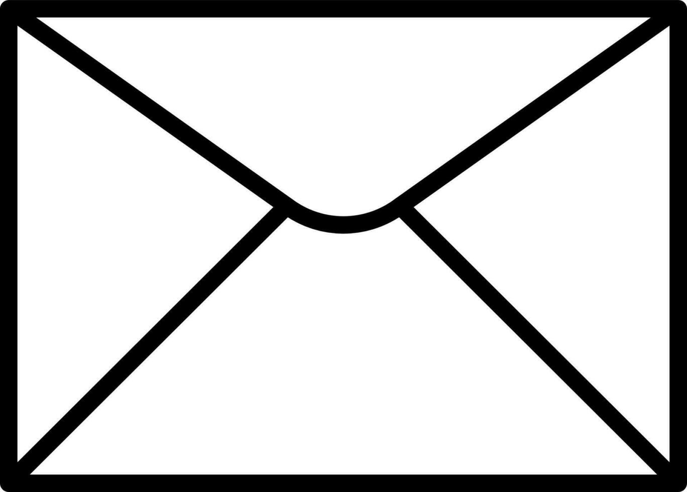 Line art illustration of mail or envelope icon. vector