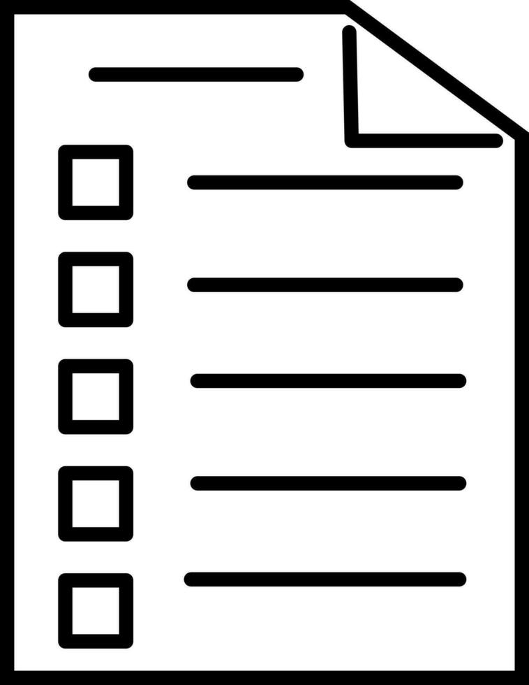 Black line art illustration of Document Paper icon. vector