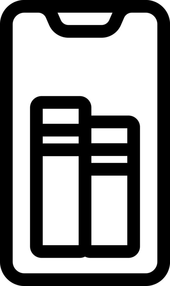 Line art illustration of online book store app in smartphone icon. vector