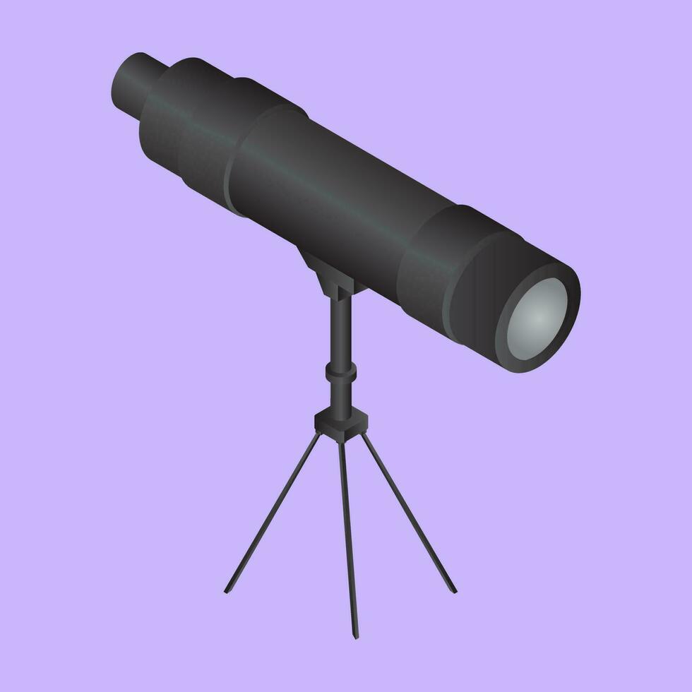 Realistic Telescope on purple background. vector