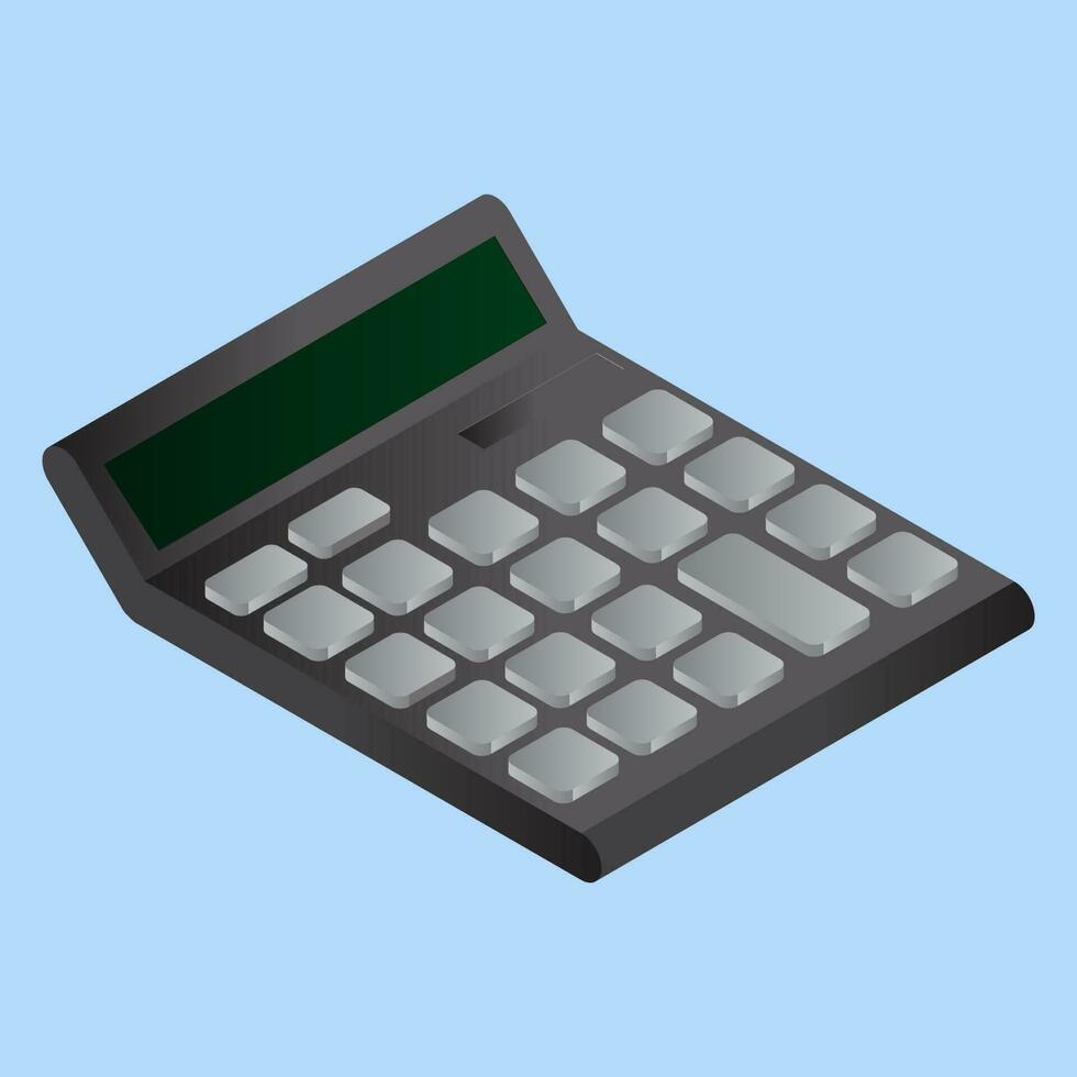 3D illustration of Gray Calculator on blue background. vector