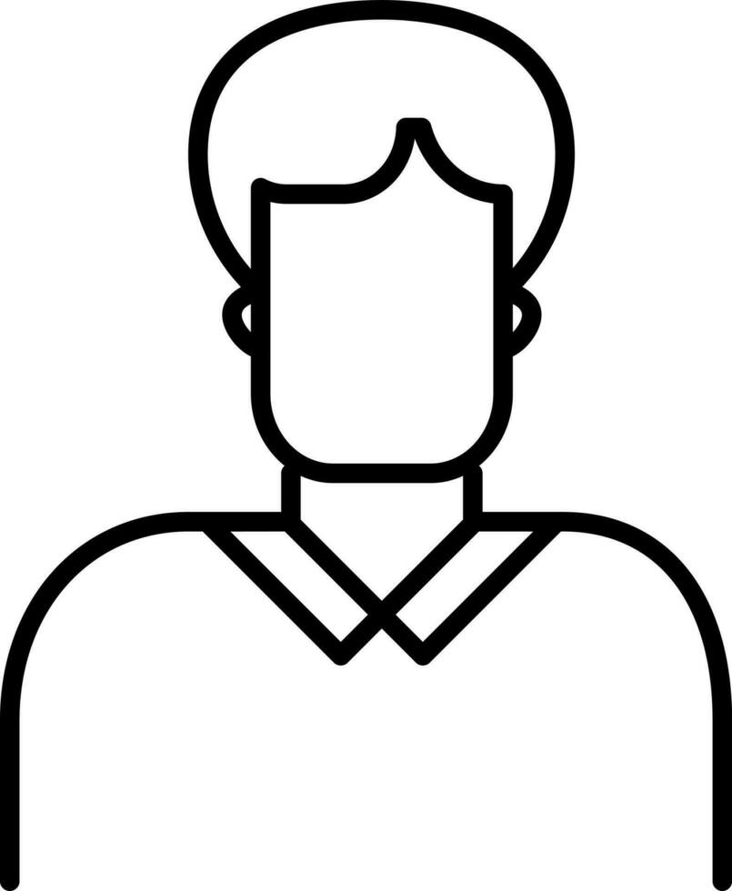 Black line art illustration of Young Man icon. vector