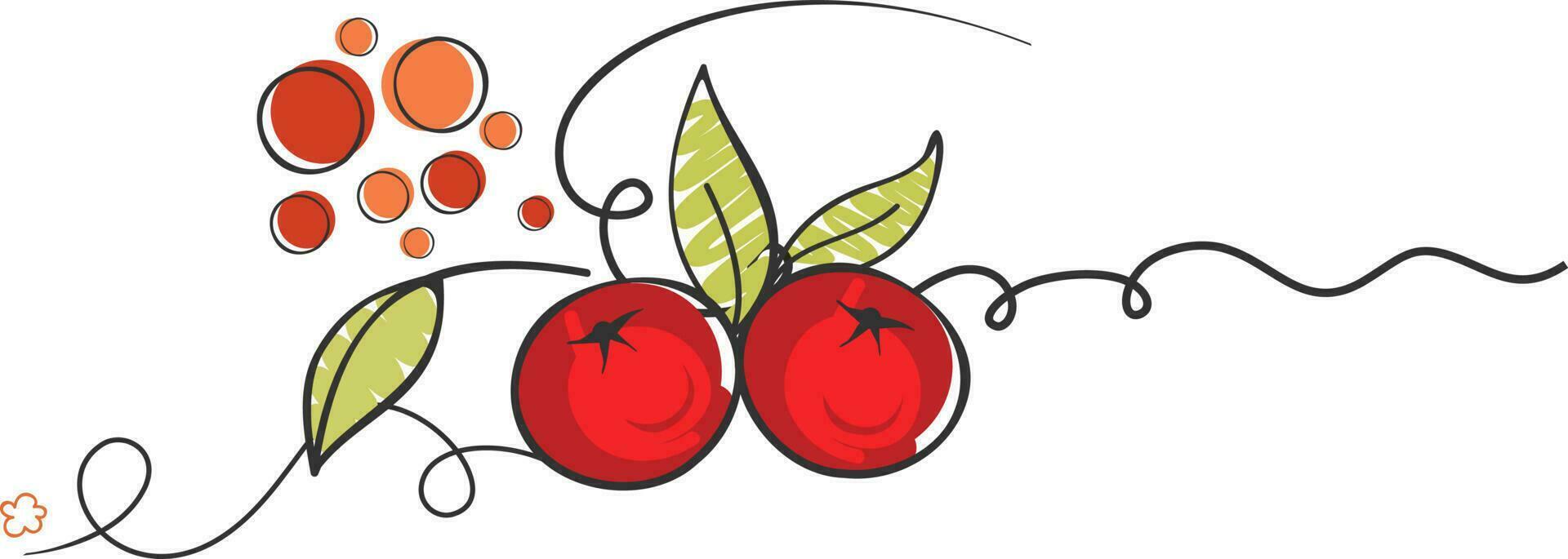 Doodle illustration of cherries on white background. vector