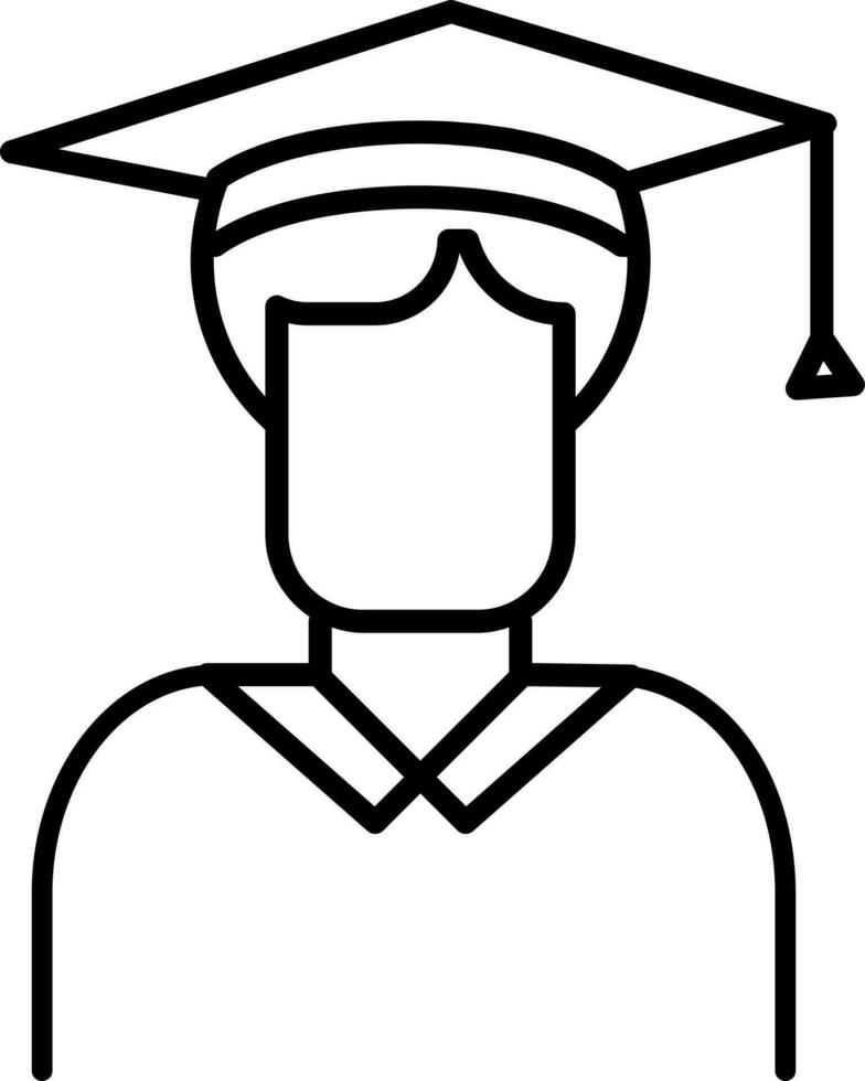 Graduate boy icon in line art. vector