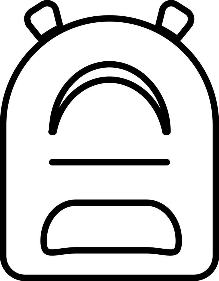 Black line art illustration of Backpack icon. vector