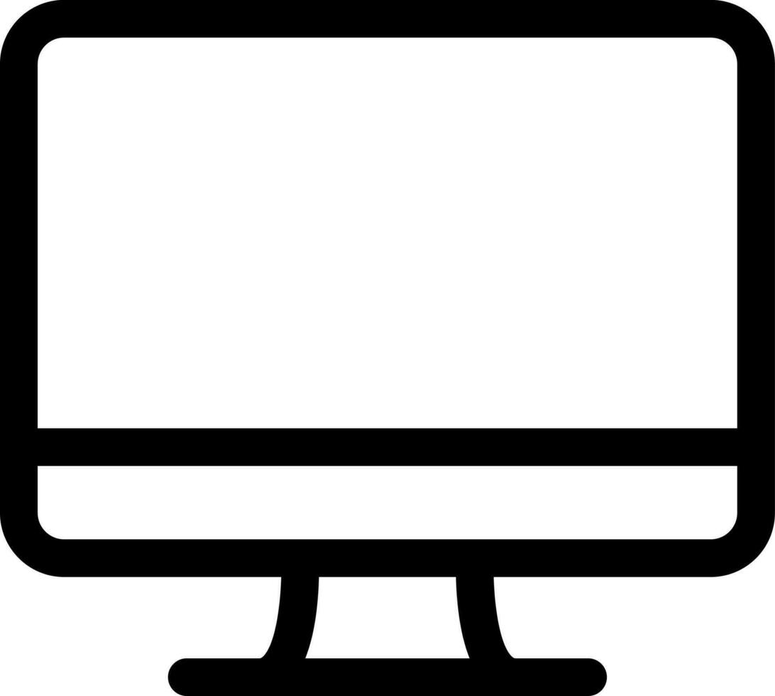 Desktop icon in black line art. vector