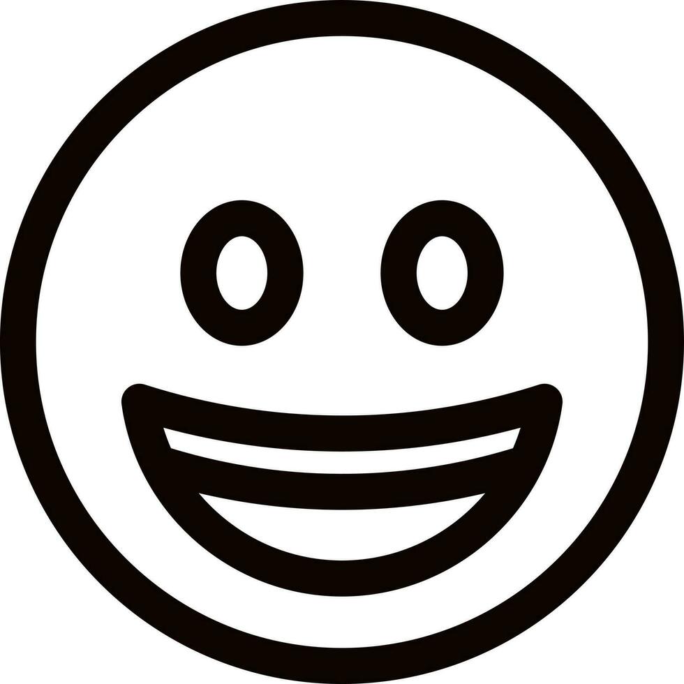 Illustration of laughing face emotion icon in line art. vector