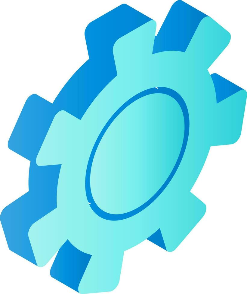 Illustration of cogwheel isometric icon in blue color. vector