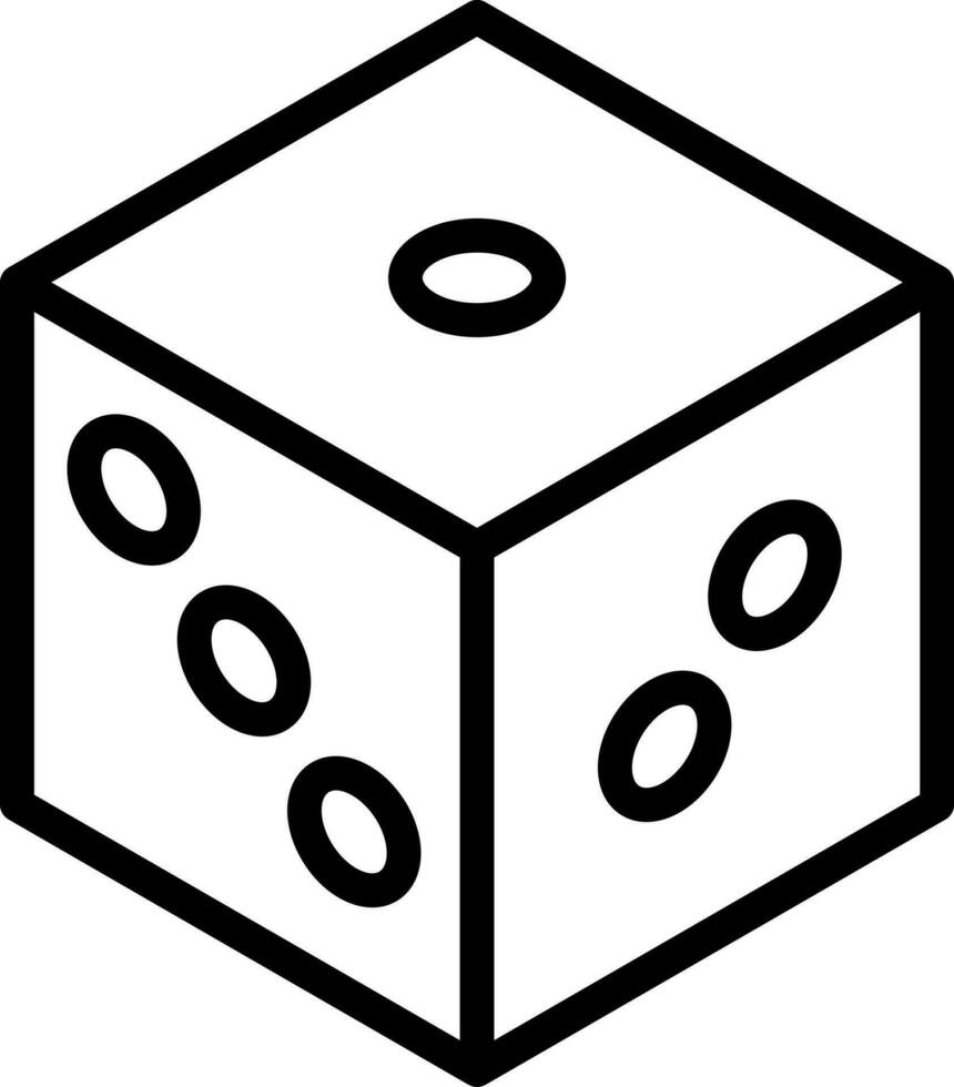 Black line art illustration of dice icon. vector