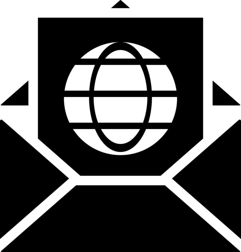 Global mail icon in glyph style. vector