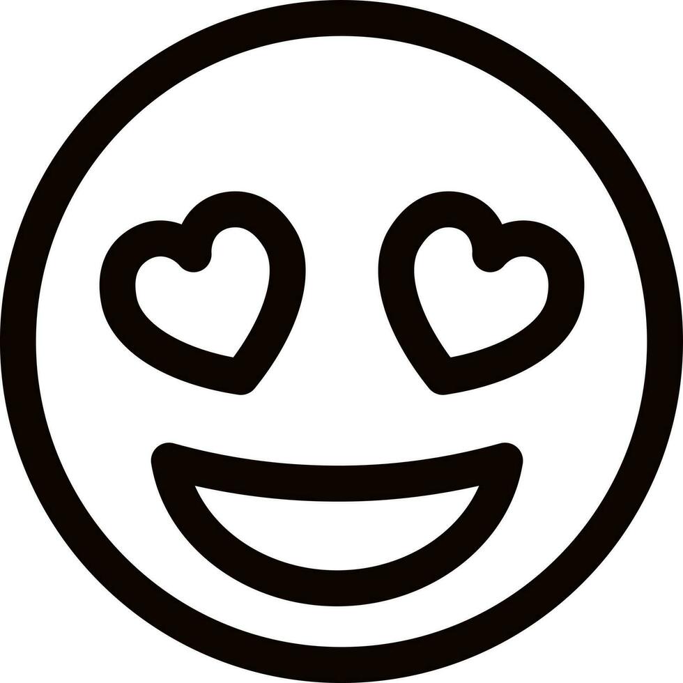 Line art illustration of heart eyes emoji face icon. vector