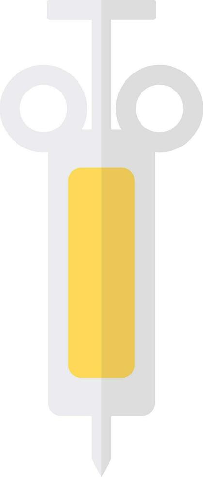 Syringe icon in yellow and white color. vector